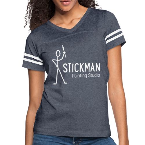 Stickman Logo In White - Women's Vintage Sports T-Shirt