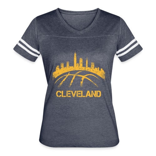 Cleveland Basketball Skyline - Women's Vintage Sports T-Shirt