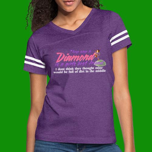 Softball Diamond is a girls Best Friend - Women's V-Neck Football Tee