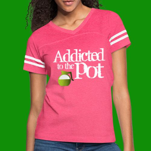 Addicted to the Pot - Women's V-Neck Football Tee