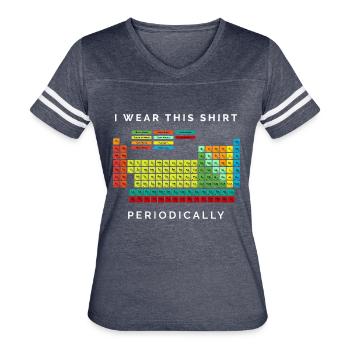 I Wear This Periodically Periodic Table Chemistry - Women's V-Neck Football Tee - vintage navy/white - Front - Danielle (179cm)