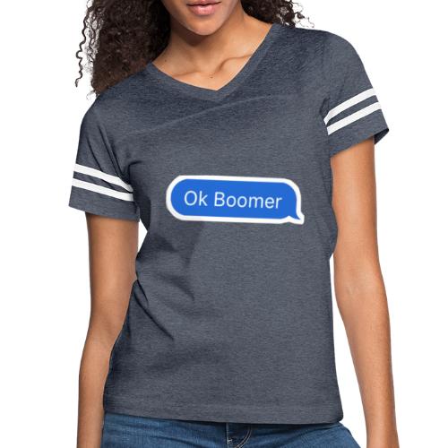Ok Boomer Message - Women's V-Neck Football Tee