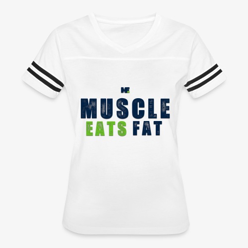 Muscle Eats Fat (Seahawks Blue) - Women's V-Neck Football Tee