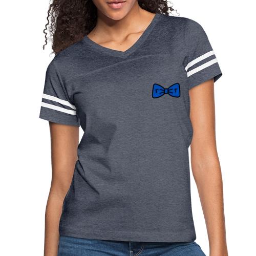 TomoTees Big Blue Bow - Women's V-Neck Football Tee