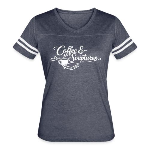 Coffee and Scriptures - Women's V-Neck Football Tee