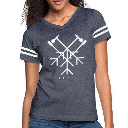 Pazij White Logo - Women's V-Neck Football Tee
