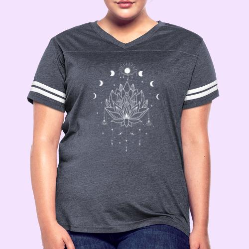 Third Eye White Lotus Flower - Moon Cycle Design - Women's V-Neck Football Tee