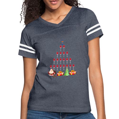 Wine glass decor Christmas Tree Xmas Ornament tee - Women's Vintage Sports T-Shirt