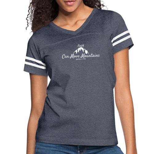 faith move can mountains Matthew 17:20 white - Women's V-Neck Football Tee