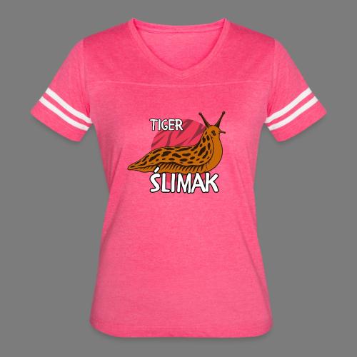 Tiger Ślimak Funny Polish Meme Animal Hybrid - Women's V-Neck Football Tee