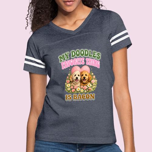 My Doodles Favorite Thing Is Bacon - Women's V-Neck Football Tee