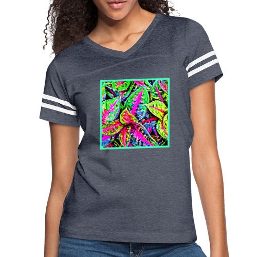 Vibrant Nature ChicLeaf Pattern - Women's V-Neck Football Tee