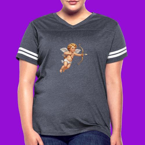 Cupid with twohearts set - Women's V-Neck Football Tee