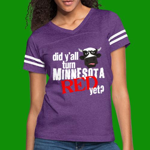 Turn Minnesota Red - Women's V-Neck Football Tee