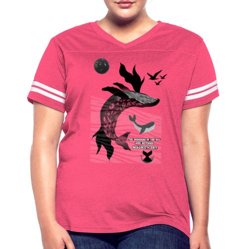 The Wonders Of The Sea - Women's V-Neck Football Tee