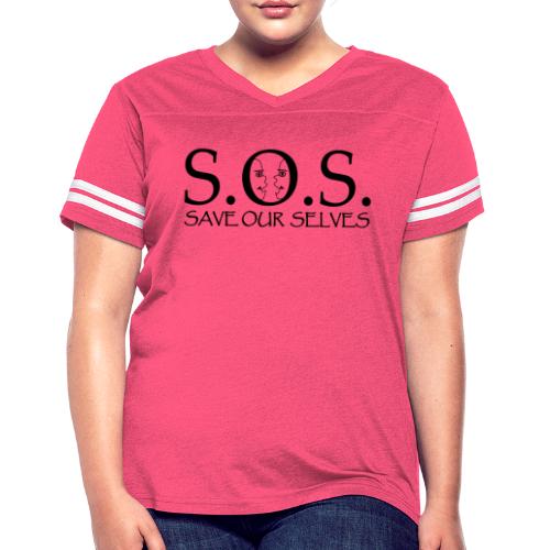 SOS Black on Black - Women's Vintage Sports T-Shirt