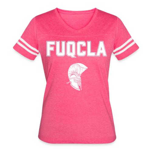 FUQCLA with Trojan Head - Women's V-Neck Football Tee