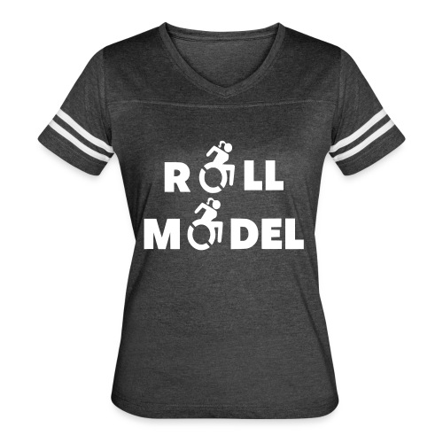 As a lady in a wheelchair i am a roll model - Women's V-Neck Football Tee