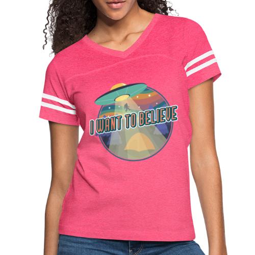 I Want To Believe - Women's V-Neck Football Tee