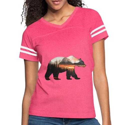 Canada Bear: fiery tones - Women's V-Neck Football Tee