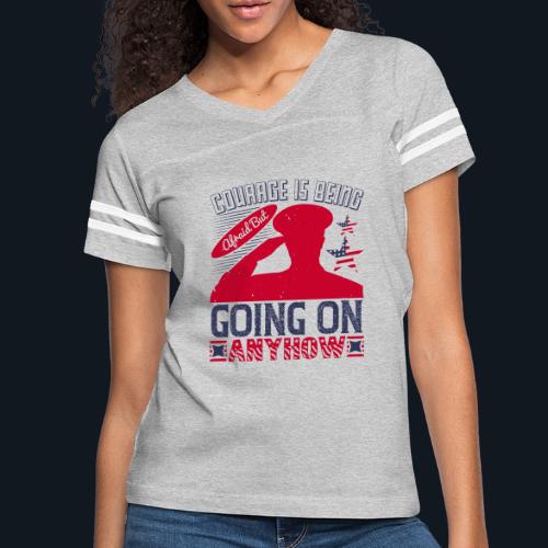 Courage is being afraid but going on anyhow - Women's V-Neck Football Tee