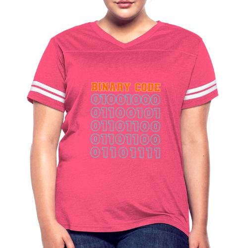 Say Hello in Binary code - Women's V-Neck Football Tee