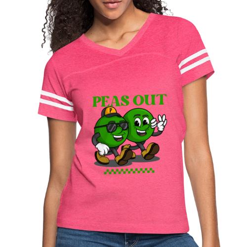 PEAS OUT! - Women's V-Neck Football Tee