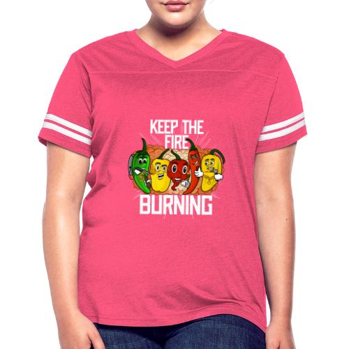 keep the fire burning - Women's V-Neck Football Tee