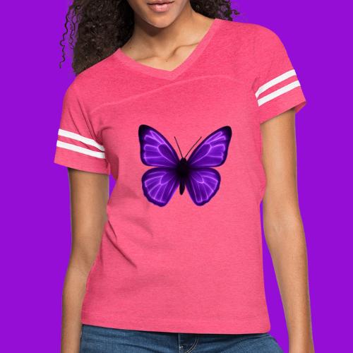 Neon Purple Butterfly - Women's V-Neck Football Tee