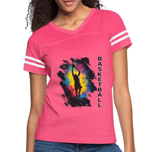 High Energy Basketball Paint Splatter Art - Women's V-Neck Football Tee