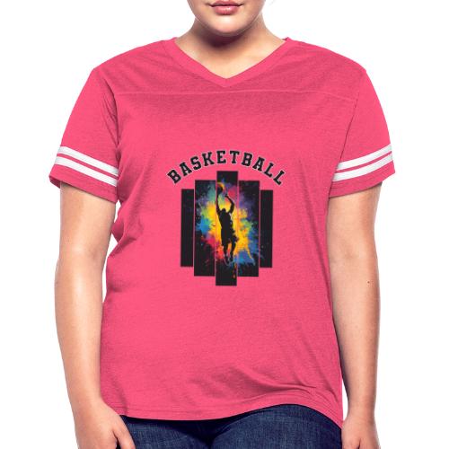 Basketball Slam Dunk Splash Design - Women's V-Neck Football Tee
