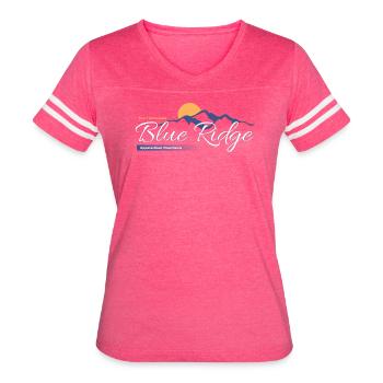 The Tennessee Blue Ridge Mountains - Women's V-Neck Football Tee - vintage pink/white - Front - Danielle (179cm)