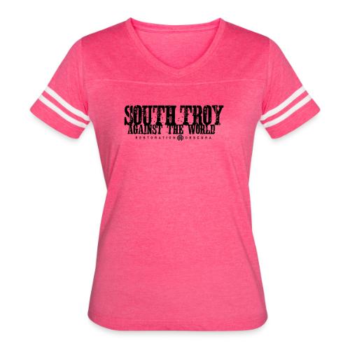 RO South Troy Against the World Broken Dark - Women's V-Neck Football Tee