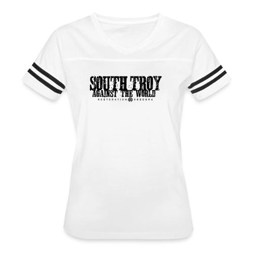 RO South Troy Against the World Broken Dark - Women's V-Neck Football Tee