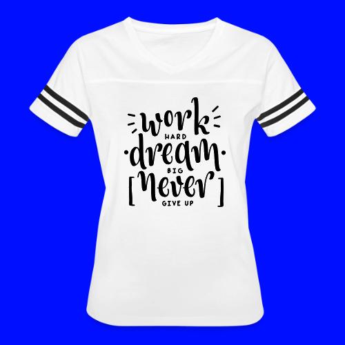 Work Dream Never Give Up Grit Teacher T-Shirts - Women's V-Neck Football Tee