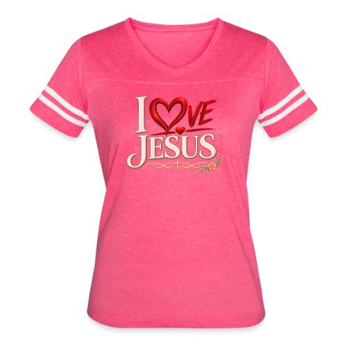 I Love Jesus - Women's V-Neck Football Tee