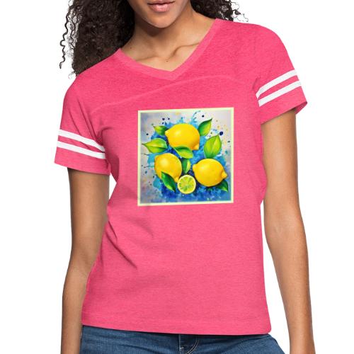 Lemons Splash of Color - Women's V-Neck Football Tee