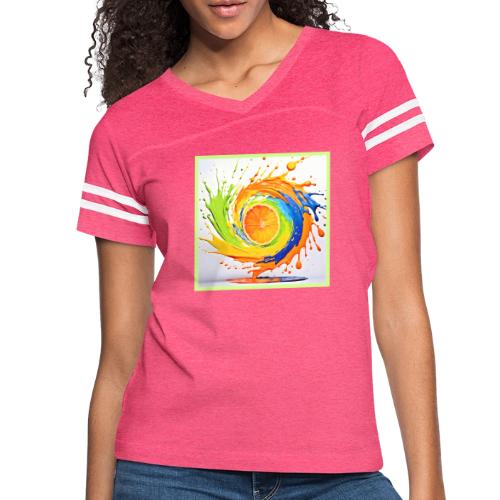 Citrus Splash of Color Design - Women's V-Neck Football Tee