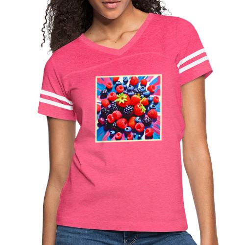 Berrylicious Burst Delight - Women's V-Neck Football Tee