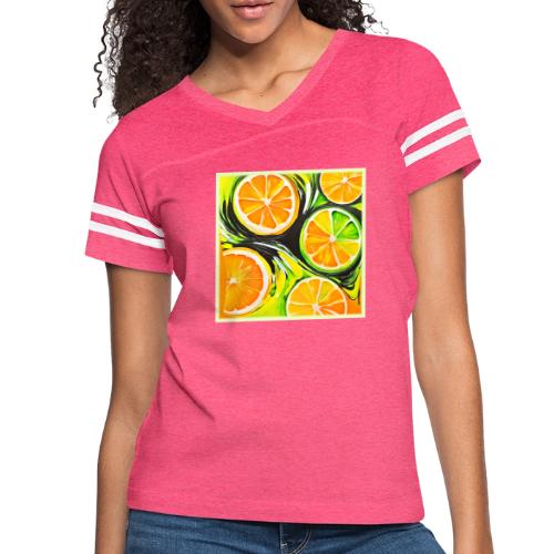 Vibrant Citrus Painting - Women's V-Neck Football Tee