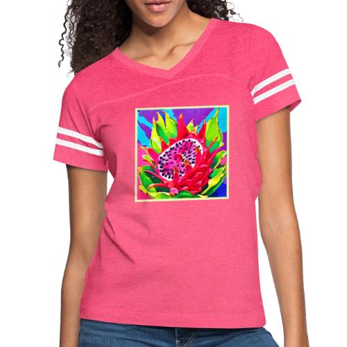Neon Dragon Fruit Splendor - Women's V-Neck Football Tee