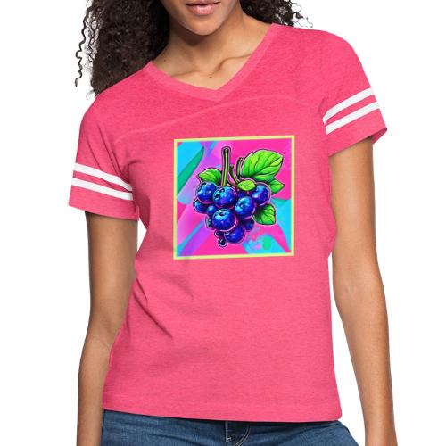 Vibrant Blueberry Artwork - Women's V-Neck Football Tee
