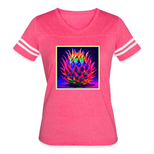Electric Neon Dragon Fruit - Women's V-Neck Football Tee