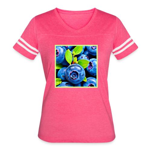 Fresh Blueberries Close-Up - Women's V-Neck Football Tee