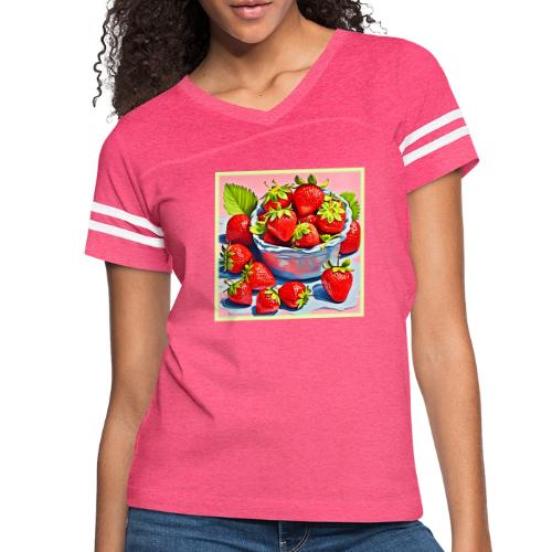 Fresh Strawberry Bowl - Women's V-Neck Football Tee