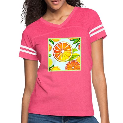 Orange Slice: Citrus Art - Women's V-Neck Football Tee
