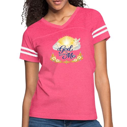 God Is With Me - Women's V-Neck Football Tee