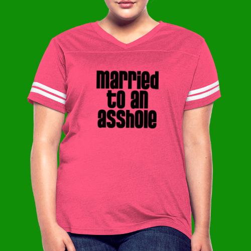 Married to an A&s*ole - Women's V-Neck Football Tee