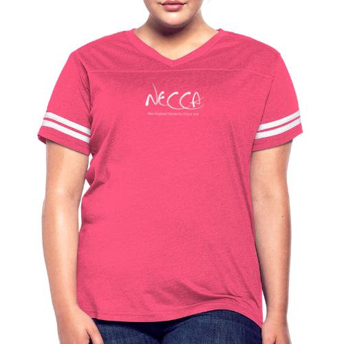 White NECCA Logo - Women's V-Neck Football Tee