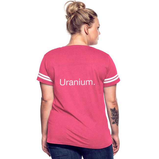 Uranium. Double-sided design. White text.